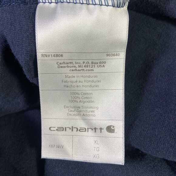Carhartt Shirt Mens Relaxed Navy Blue Loose Fit Pocket Tee Size XL Crew Neck - Picture 5 of 10
